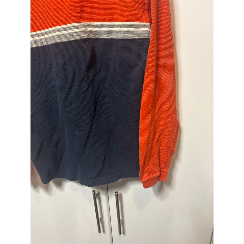 Gap Mens XS Long Sleeve Pique Polo Shirt Orange Navy Blue Colorblock Cotton - Picture 16 of 16